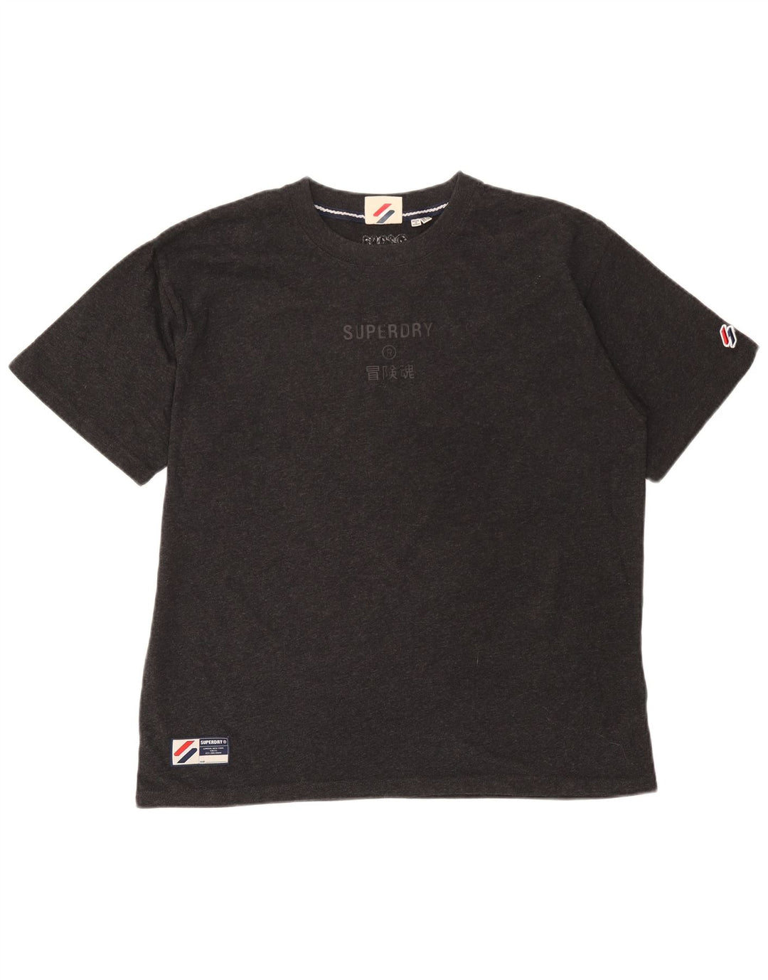 Superdry Grafisk T-shirt top til kvinder UK 14 Stor grå bomuld