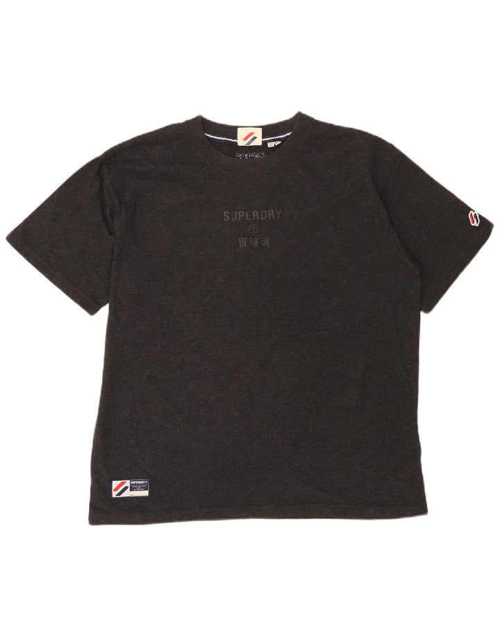 Superdry Grafisk T-shirt top til kvinder UK 14 Stor grå bomuld