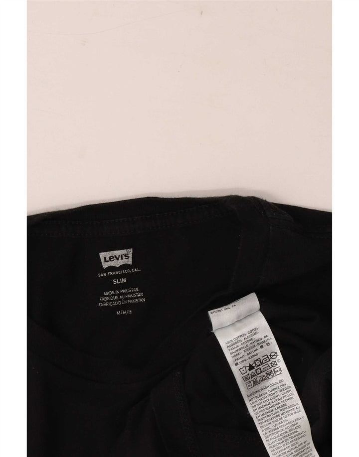 Levi's Herre Slim T-Shirt Top Medium Sort Bomuld