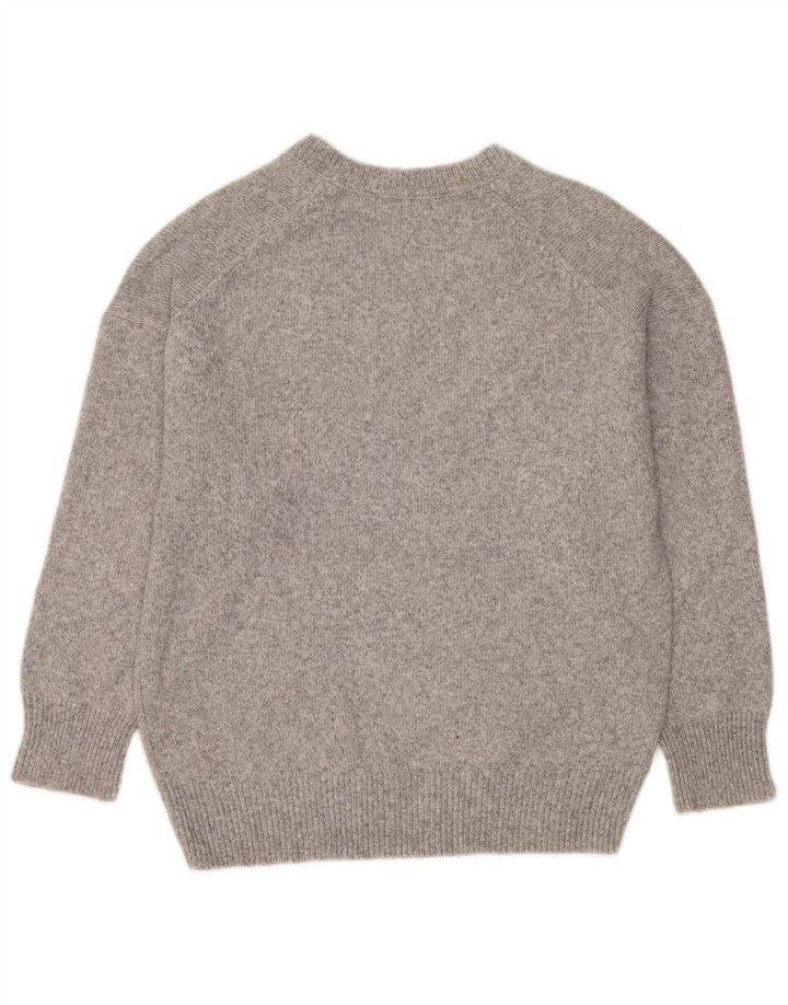 Zara Dame Oversized V-hals sweater UK 10 Small Grey Flecked