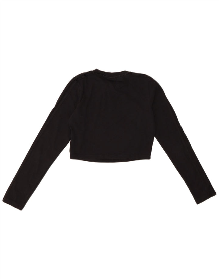 ADIDAS Dame Crop Top Langærmet UK 10 Small Black Bomuld