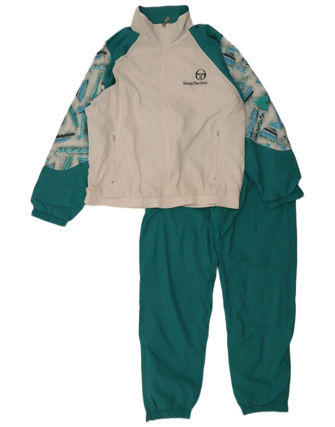 Sergio Tacchini Herre grafisk hel træningsdragt IT 48 Small Green Colourblock