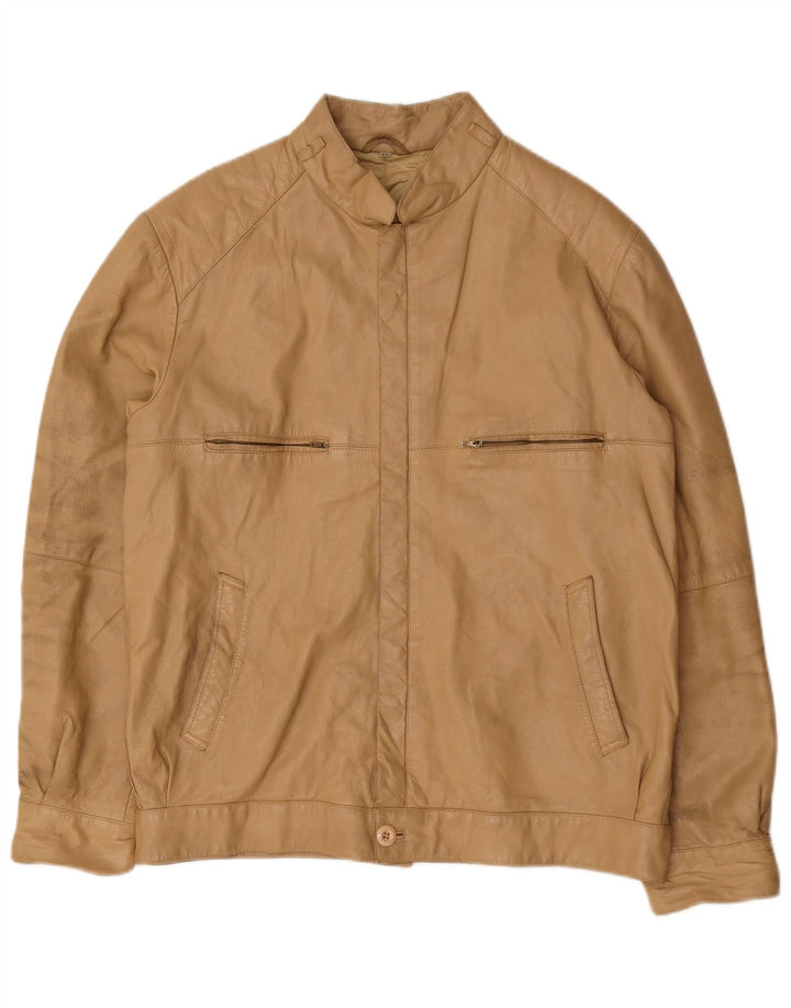 Vintage herre læderjakke IT 52 XL Beige