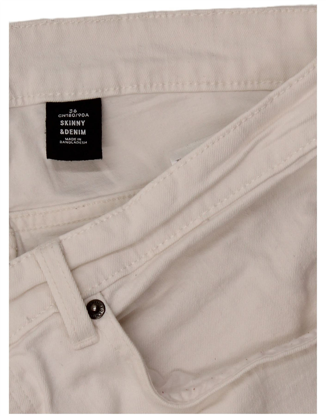VINTAGE Mens Skinny Jeans W36 L32 White Cotton