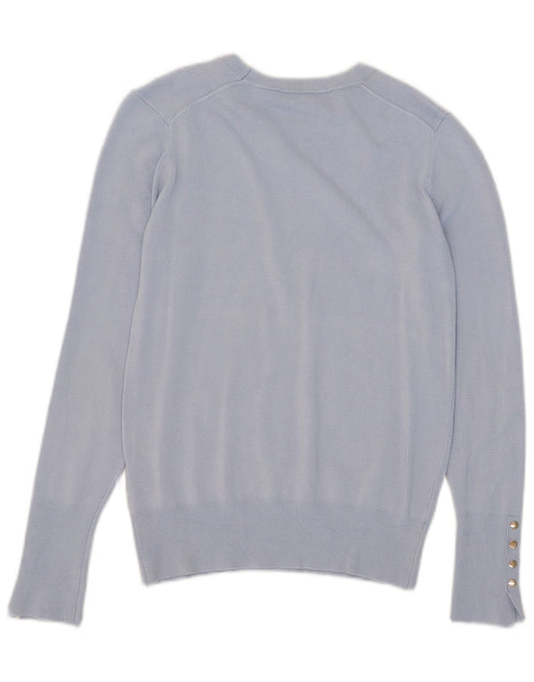 Zara Dame Boat Neck Jumper Sweater UK 12 Medium Blue Viscose