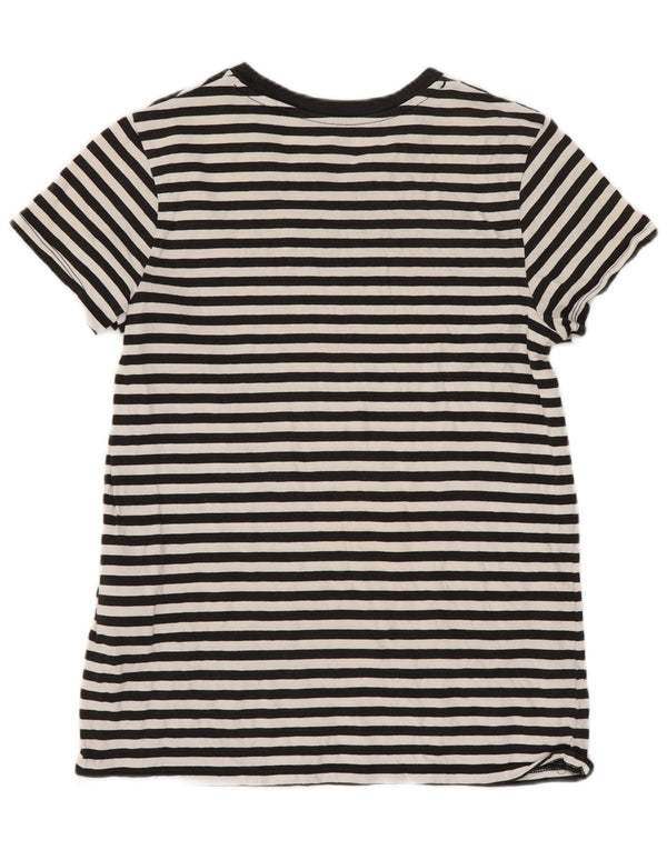 Levi's Dame T-Shirt Top UK 4 XS Sort Stribet Bomuld