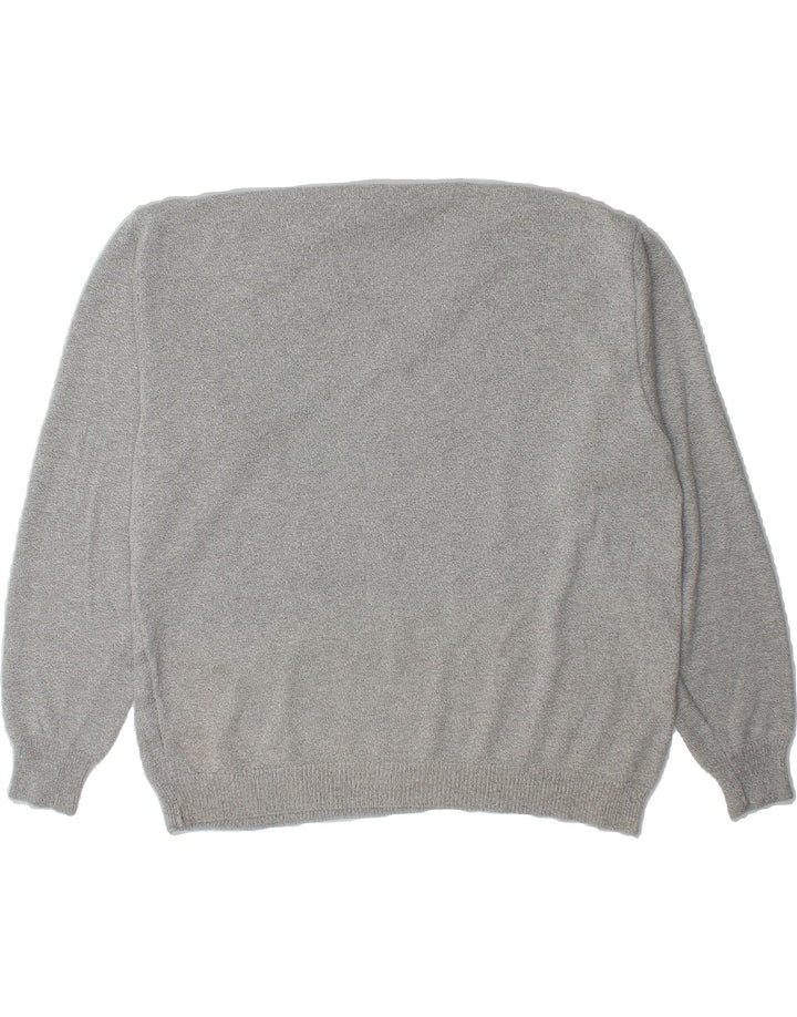 VINTAGE Mens V-Neck Jumper Sweater IT 50 Medium Grey Colourblock Vintage Vintage and Second-Hand Vintage from Messina Hembry 