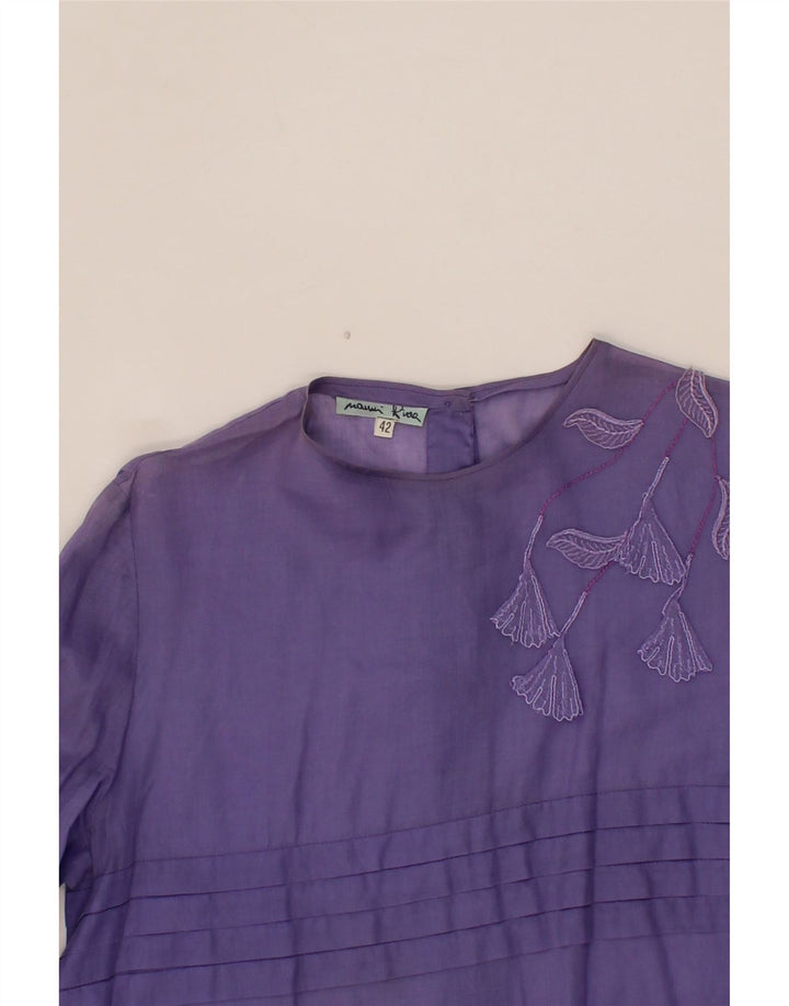 VINTAGE Womens Blouse Top IT 42 Medium Purple Floral Cotton Vintage Vintage and Second-Hand Vintage from Messina Hembry 