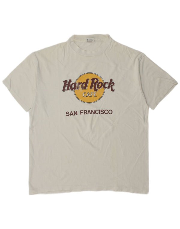 HARD ROCK CAFE Herre San Francisco Grafisk T-Shirt Top XL Hvid Bomuld