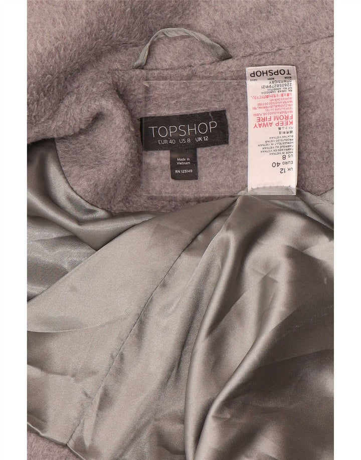 Topshop Dame Oversized Overfrakke UK 12 Medium Grå Polyester
