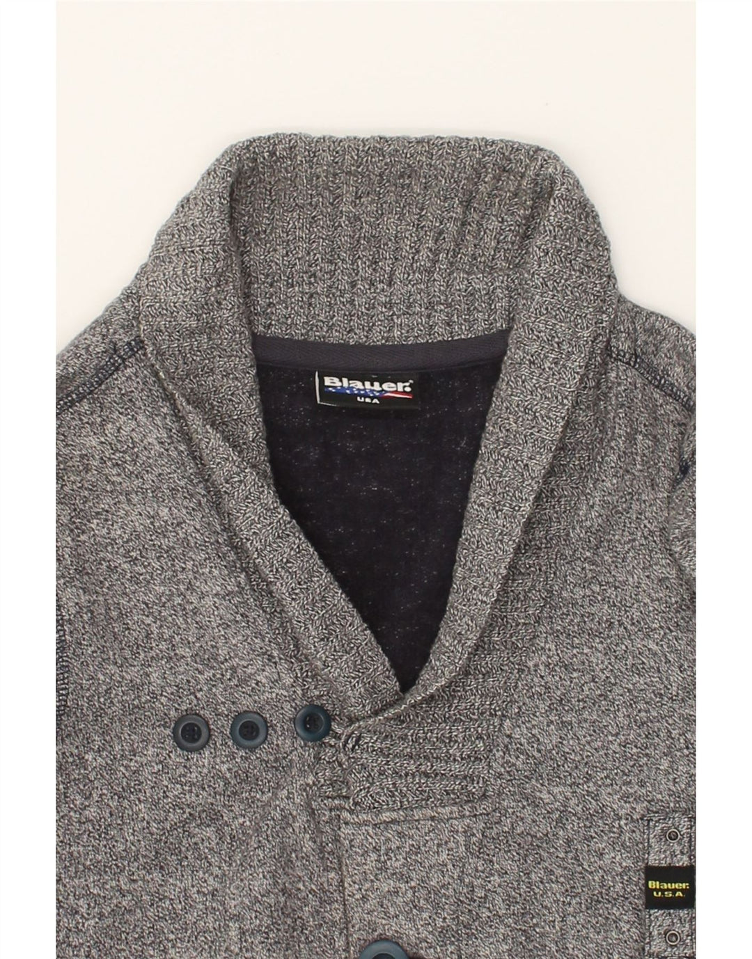 BLAUER Mens Cardigan Sweater Medium Grey Cotton Vintage Blauer and Second-Hand Blauer from Messina Hembry 
