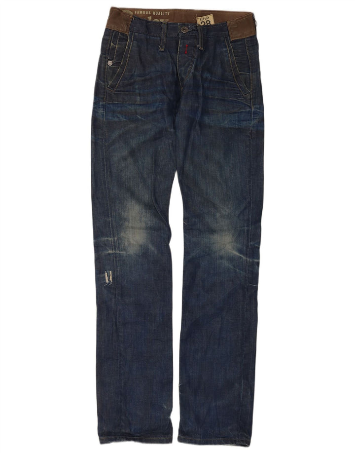 Replay Herre Distressed Slim Jeans W28 L34 Blå Bomuld