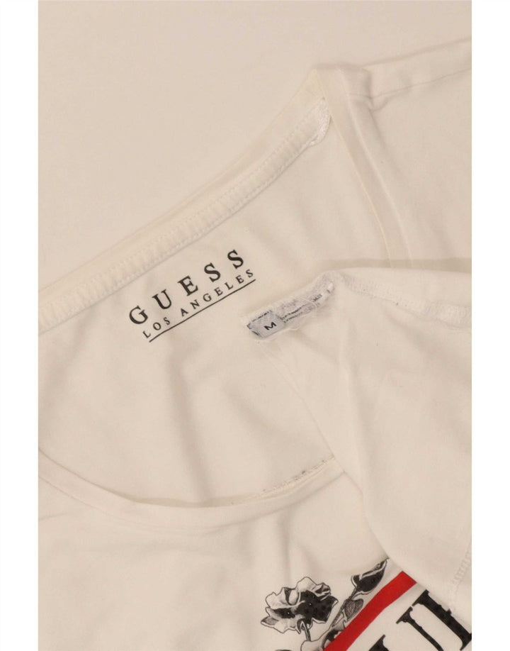 Guess Grafisk T-shirt top til kvinder UK 12 Medium White