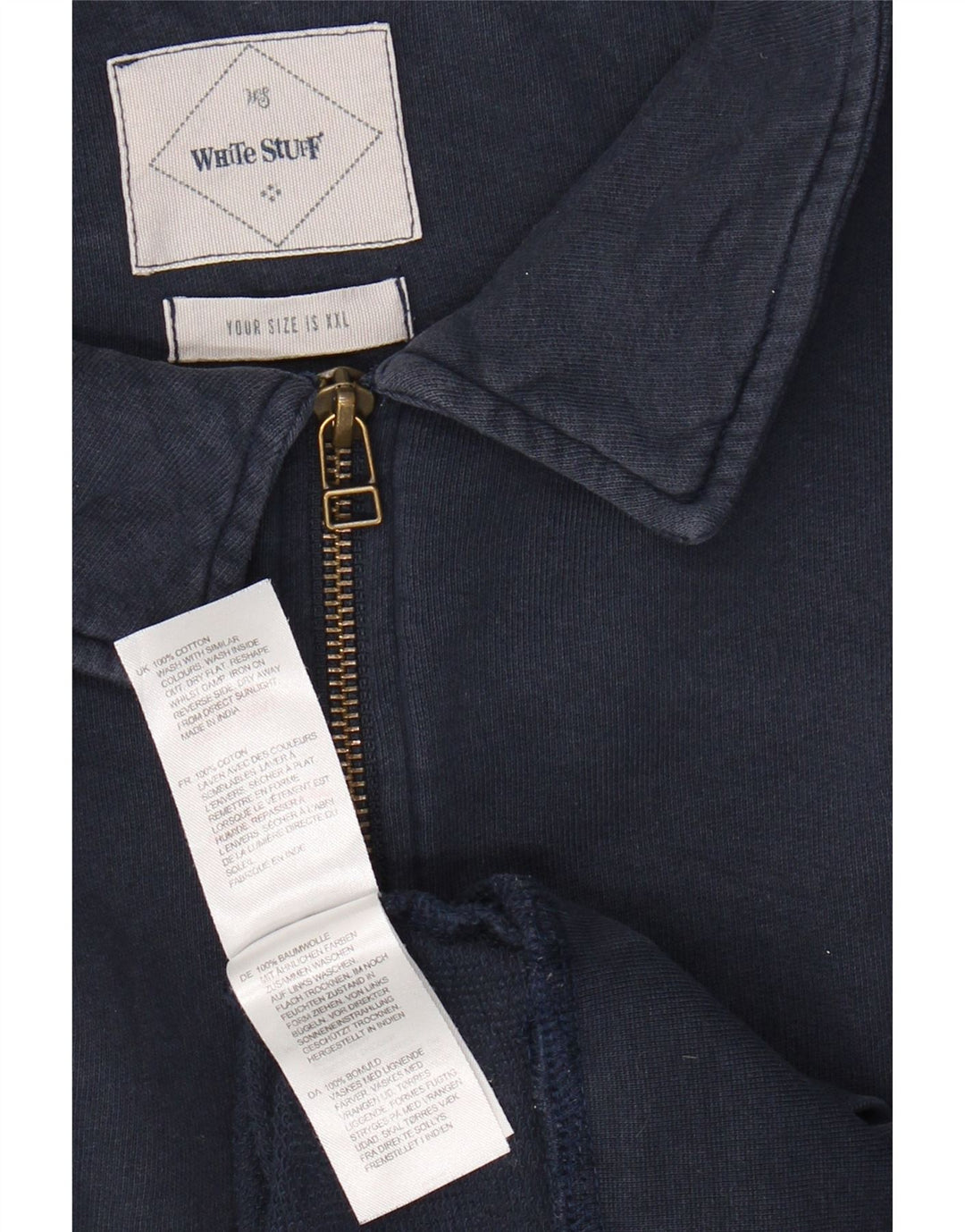 HVID TING Herre Polo Neck Sweatshirt Jumper 2XL Navy Blue Bomuld