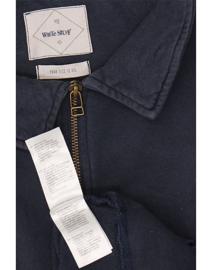 HVID TING Herre Polo Neck Sweatshirt Jumper 2XL Navy Blue Bomuld