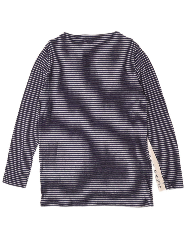 Armani Jeans Dame Grafisk Top Langærmet UK 18 XL Blå Stribet