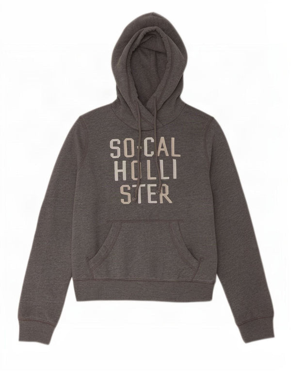 Hollister Grafisk hættetrøje til kvinder UK 6 XS Grå bomuld