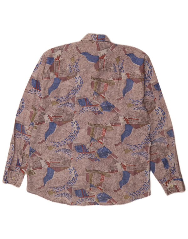Vintage herre abstrakt mønster skjorte størrelse 39/40 Medium flerfarvet