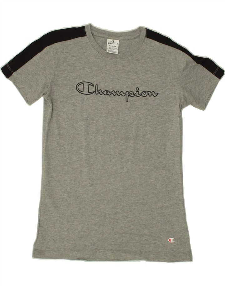 CHAMPION Womens Graphic T-Shirt Top UK 12 Medium Grey Cotton Vintage Champion and Second-Hand Champion from Messina Hembry 