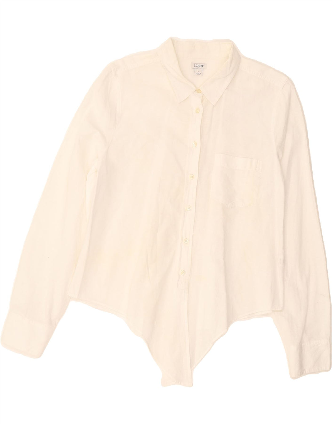 J. CREW Womens Front Tie Shirt UK 16 Large White Cotton Vintage J. Crew and Second-Hand J. Crew from Messina Hembry 