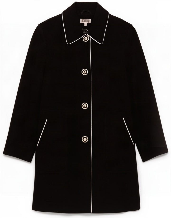 Etam Womens 4-knaps overfrakke UK 10 Small Black Cotton
