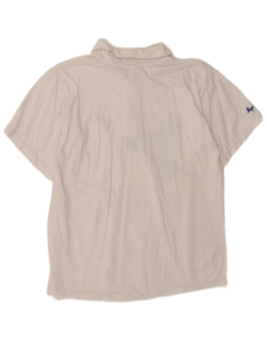 Vintage grafisk poloshirt til mænd Medium hvid bomuld