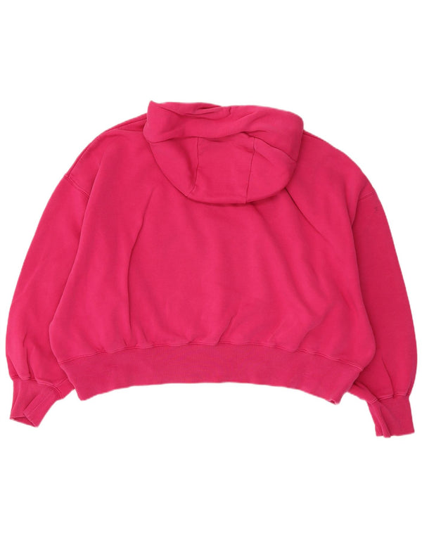 Nike Womens Crop Oversized Hoodie Jumper UK 14 Medium Pink Cotton