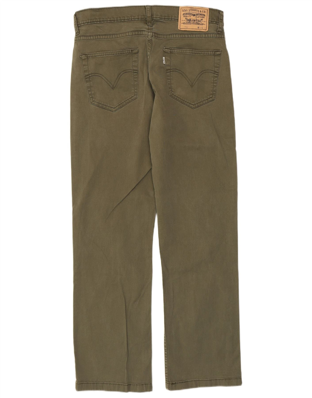 Levi's Herre 752 Straight Jeans W33 L30 Khaki Bomuld