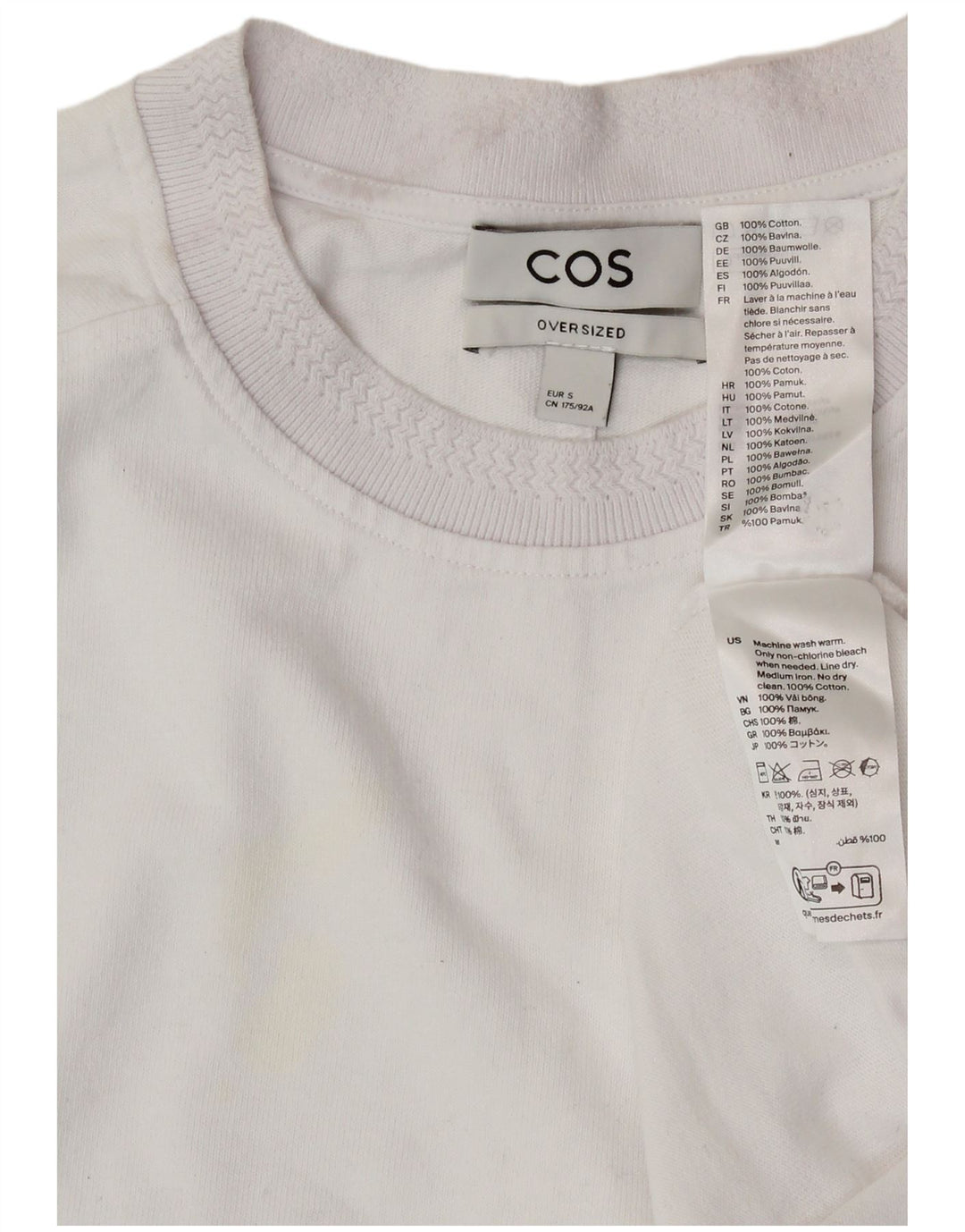 COS Herre Oversized T-Shirt Top Lille Hvid Bomuld