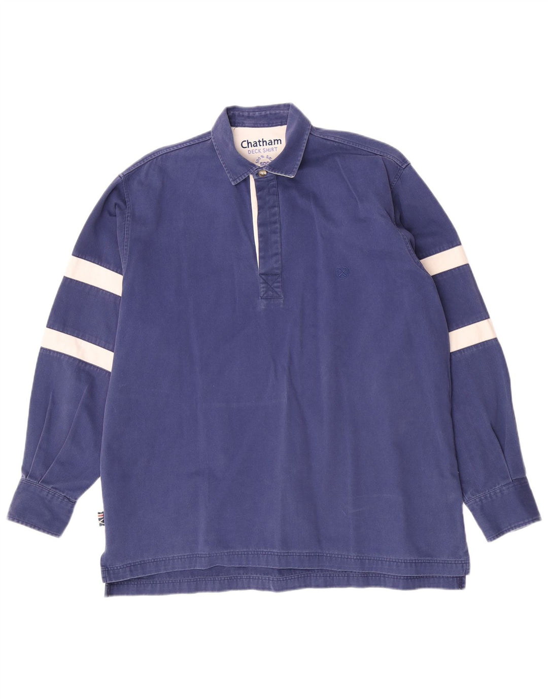 Chatham Herre Yachting Pullover Shirt Medium Navyblå Stribet bomuld