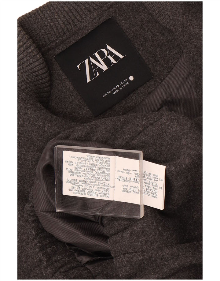 Zara Oversized bomberjakke til kvinder UK 6 2XS Grå polyester