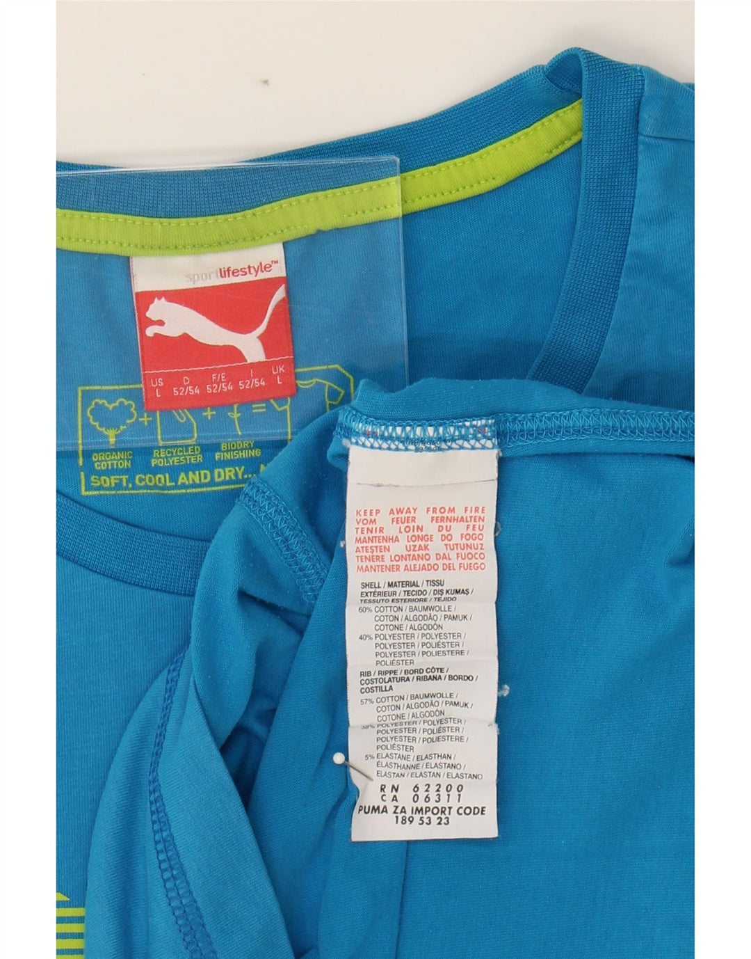 PUMA Mens Graphic T-Shirt Top Large Blue Cotton Vintage Puma and Second-Hand Puma from Messina Hembry 