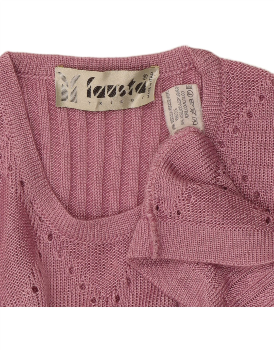 FAUSTA Dame Kortærmet Jumper Sweater UK 10 Lille Pink