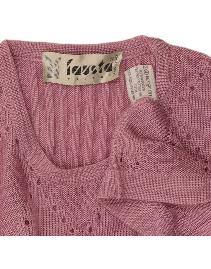 FAUSTA Dame Kortærmet Jumper Sweater UK 10 Lille Pink