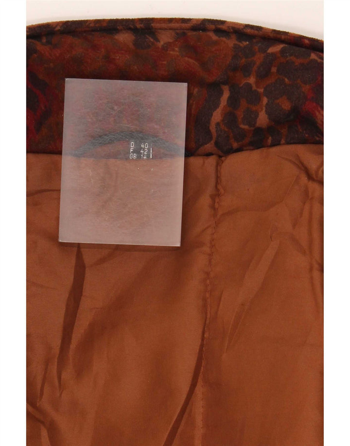 Vintage Kvinders Oversized Bomber Jacket UK 14 Large Brown Animal Print