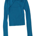ZARA Womens Crop Top Long Sleeve UK 4 XS Blue Viscose