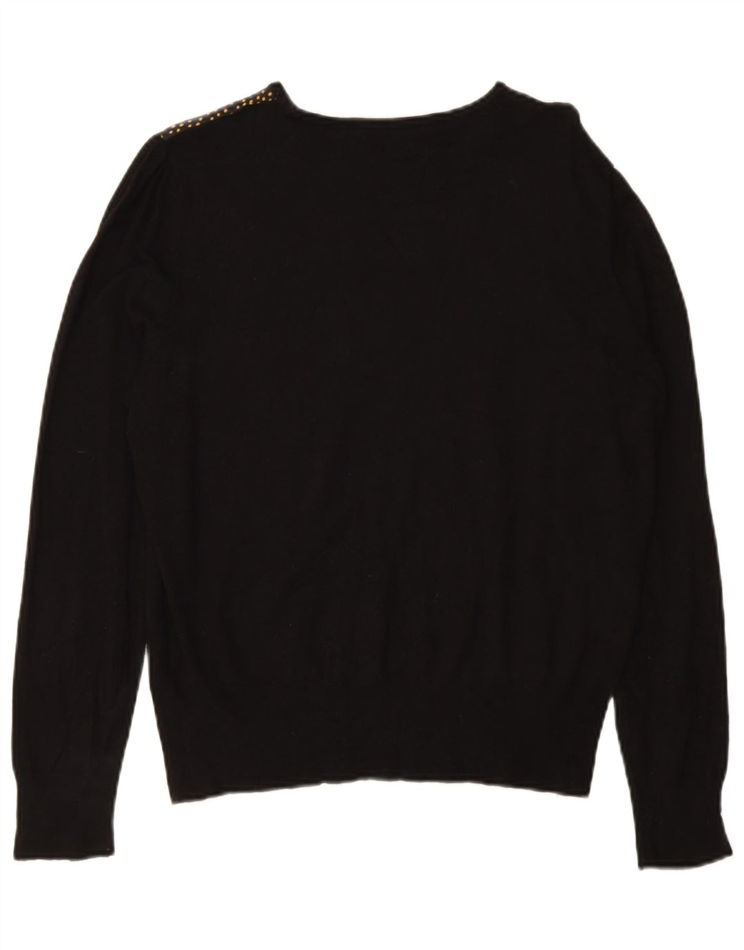 OASIS Womens Crew Neck Jumper Sweater UK 16 Large Black Spotted Viscose
