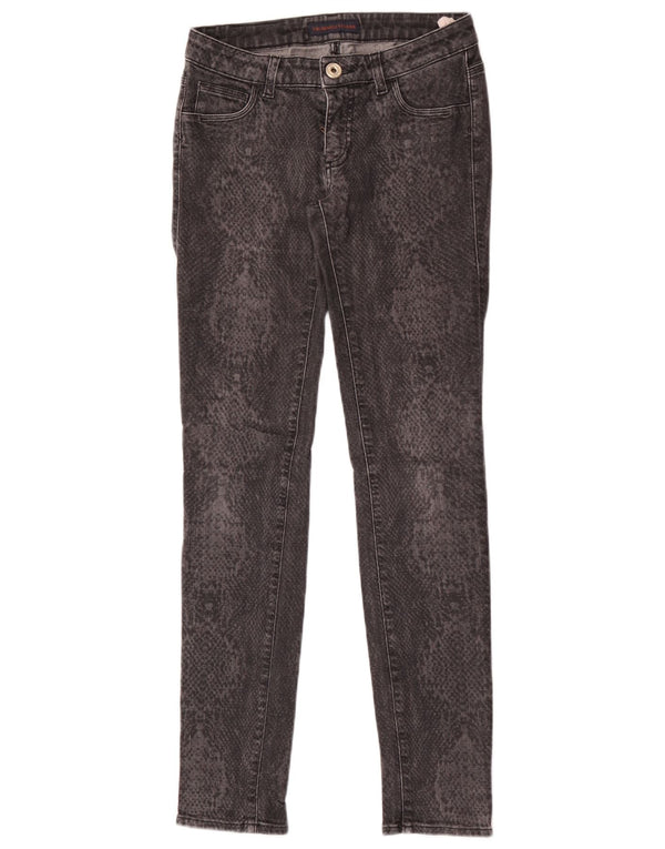 Trussardi Dame Skinny Jeans IT 40 Small W26 L31 Black Animal Print Bomuld