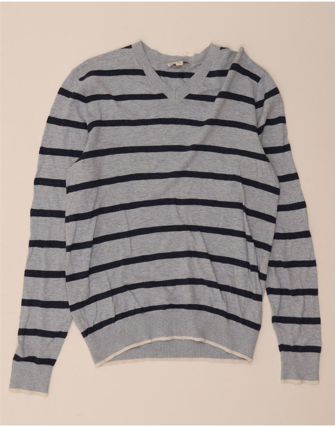 Gap Herre V-hals sweater Medium blå stribet bomuld