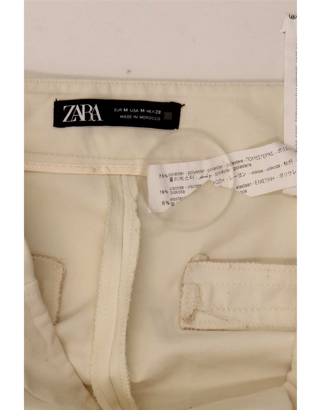 Zara Dame Bootcut Casual Bukser Medium W28 L32 Hvid Polyester
