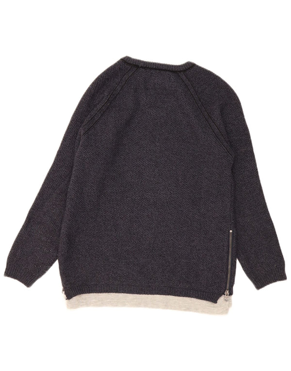 Zara Boys Boat Neck sweater 9-10 år Navy Blue Colourblock Akryl