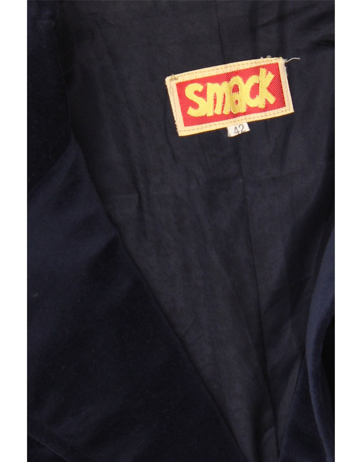 Vintage Dame Velvet 2 Button Blazer Jacket IT 42 Medium Navy Blue