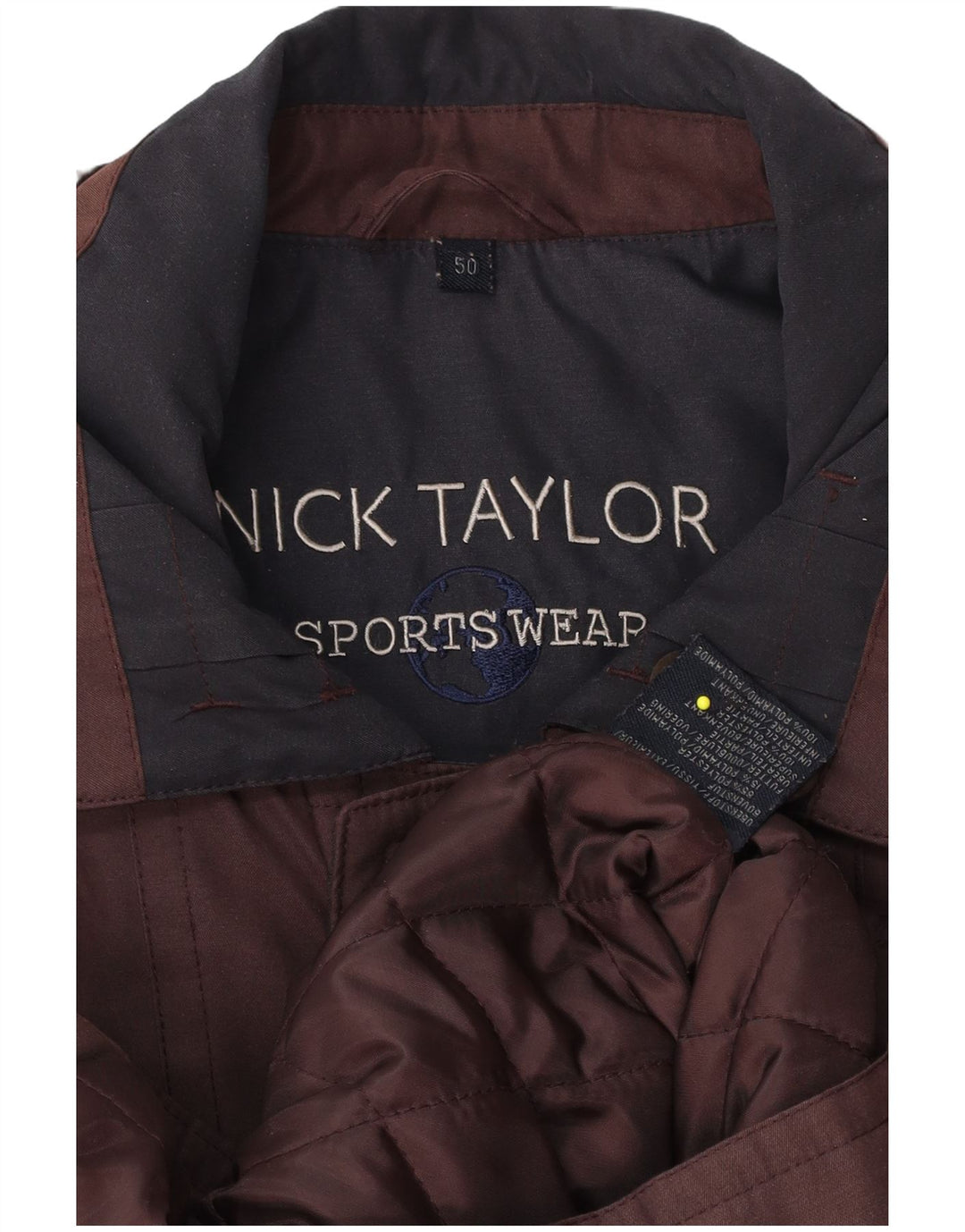 Nick Taylor Herre Bomber Polstret Jakke IT 50 Stor Brun Polyester