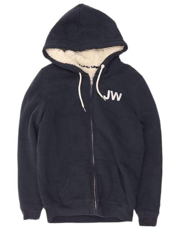Jack Wills Herre grafisk sherpa hættetrøje med lynlås XS marineblå bomuld