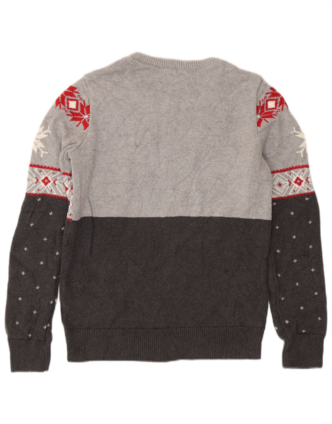 Chaps Herre Boat Neck Jumper Sweater Small Grey Fair Isle Bomuld