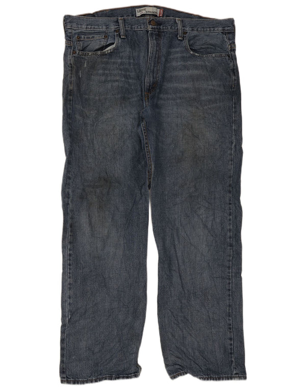 Levi's Herre 569 Distressed Loose Fit Straight Jeans W38 L32 Blå Bomuld