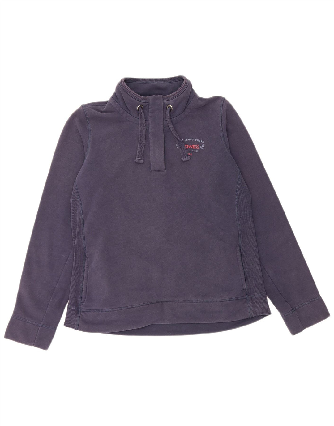 Fat Face Kvinders Grafisk Button Neck Sweatshirt Jumper UK 14 Large Navy Blue