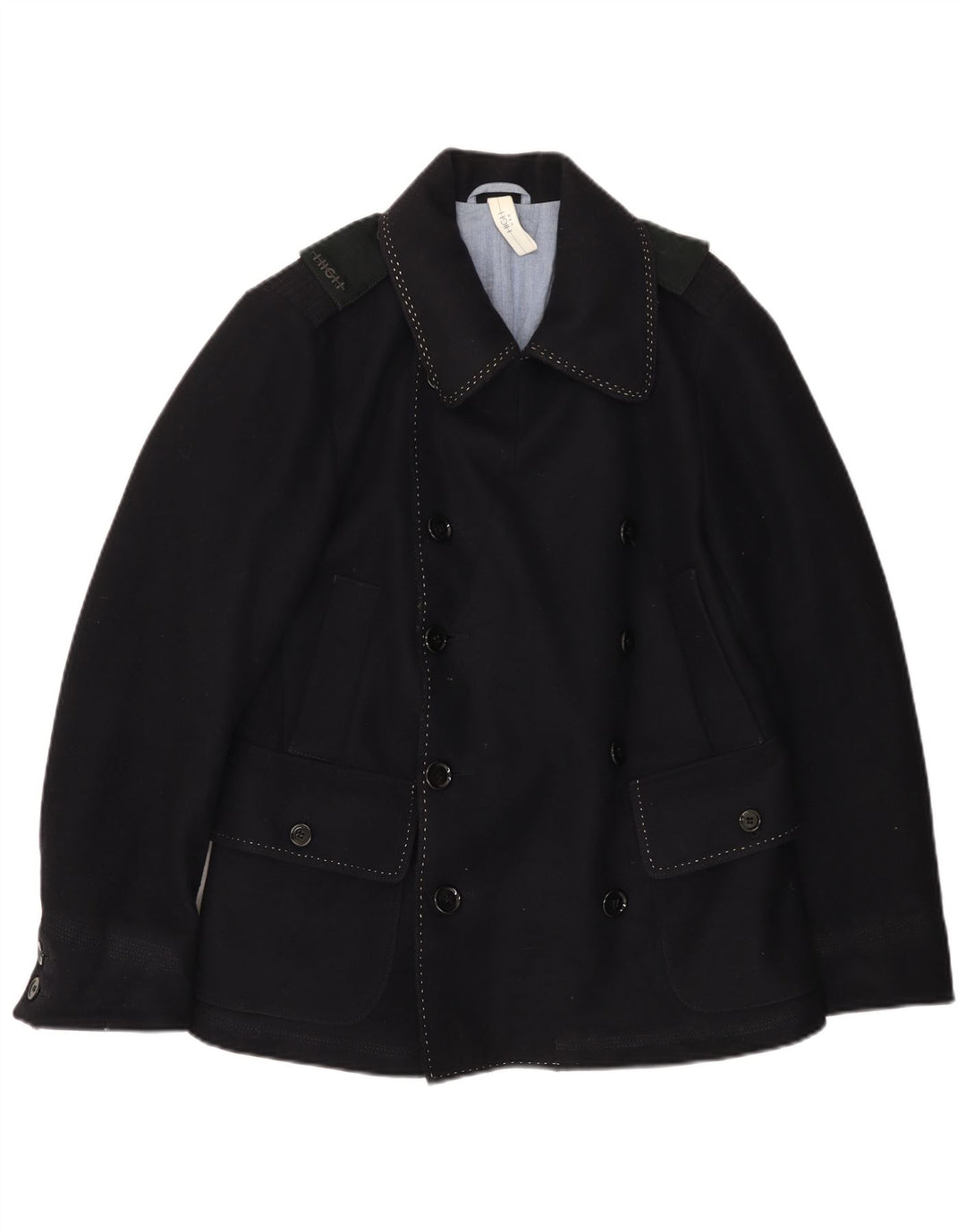 VINTAGE Herre Ærtefrakke IT 46 Lille marineblå uld