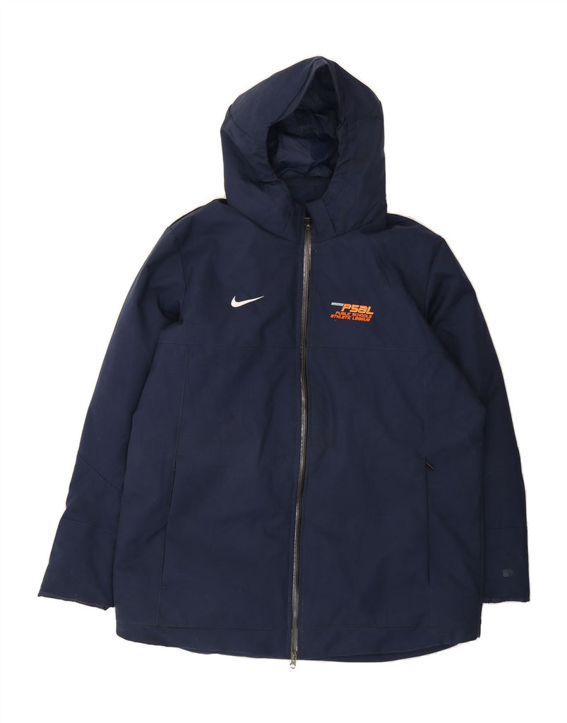 NIKE Mens Hooded Padded Jacket UK 42 XL Navy Blue Polyester Vintage Nike and Second-Hand Nike from Messina Hembry 