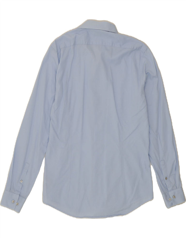 CALVIN KLEIN Mens Slim Fit Shirt Size 15 1/2 39 Medium Blue Cotton Vintage Calvin Klein and Second-Hand Calvin Klein from Messina Hembry 